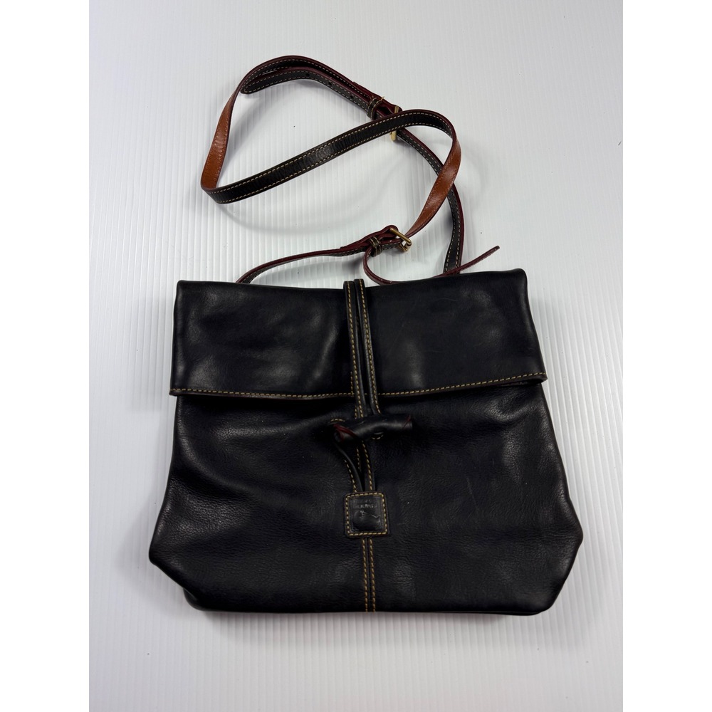 Dooney Bourke Leather Crossbody Bag Flap Top Black Designer Purse